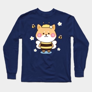 Cute shiba inu bee akita inu shibainu akitainu Long Sleeve T-Shirt